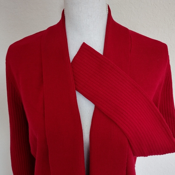 - 89 TH & MADISON - WOMEN'S RED SWEATER FRONT OPRN SIZE : L - Picture 4 of 6